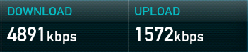 4.89Mbps down, 1.57Mbps up 4.89Mbps down, 1.57Mbps up